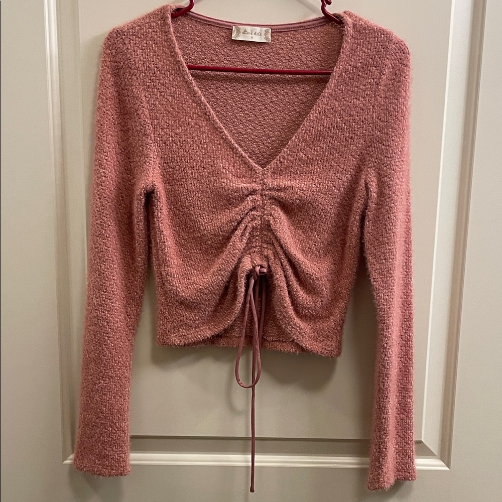 Women's Pink Ruched Knit Top